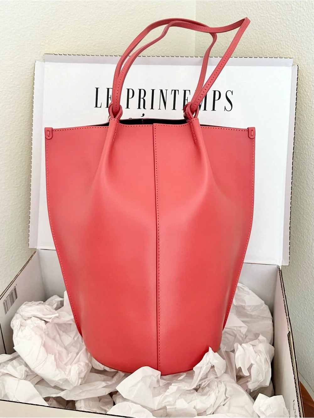 Sezane Romie Bag Leather Tote Smooth Peach